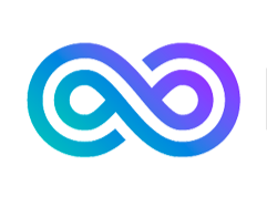 Infinity on its side with a purple and light blue gradient